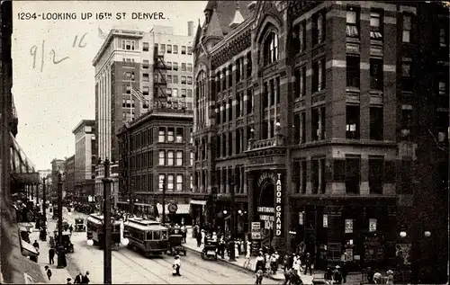 Ak Denver Colorado, 16th Street, Straßenbahn