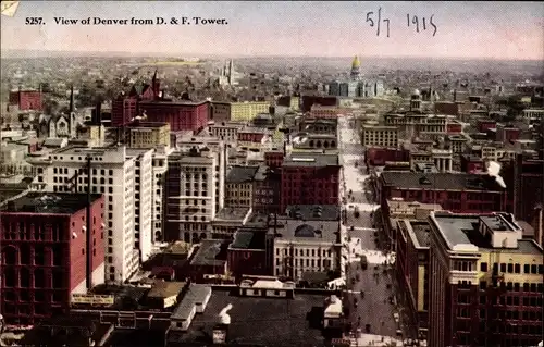 Ak Denver Colorado, Blick auf die Stadt vom D. und F. Tower