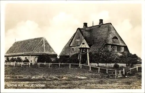 Ak Hallig Hooge in Nordfriesland, Kirche, Außenansicht