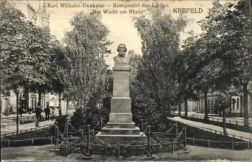 Ak Krefeld am Niederrhein, Karl Wilhelm-Denkmal, Komponist Die Wacht am Rhein