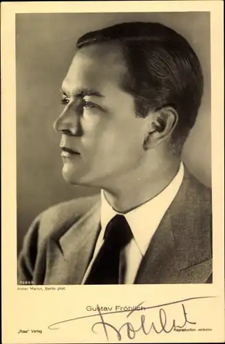 Ak Schauspieler Gustav Fröhlich, Portrait, Ross Verlag 7089/1, Autogramm