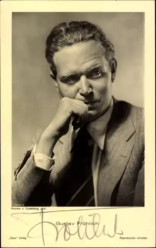Ak Schauspieler Gustav Fröhlich, Portrait, Ross, Autogramm