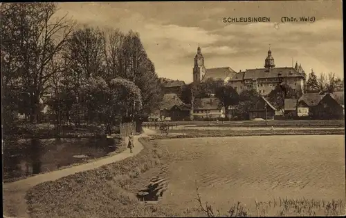 Ak Schleusingen in Thüringen, Teilansicht