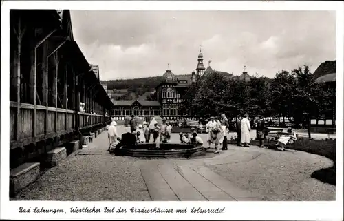 Ak Bad Salzungen im Wartburgkreis, Westlicher Teil der Gradierhäuser, Solsprudel