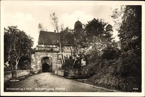 Ak Schwarzburg in Thüringen, Schlosseingang, Portal