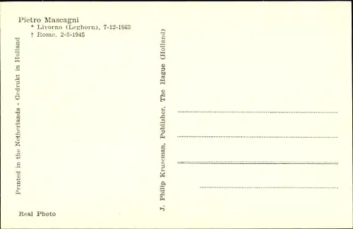 Ak Komponist Pietro Mascagni, Portrait