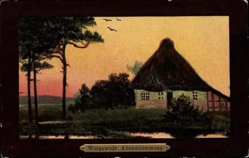 Künstler Ak Wencke, S., Worpswede in Niedersachsen, Abendstimmung, Nr. 1099