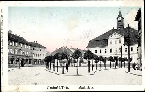 Ak Ohrdruf im Thüringischen Kreis Gotha, Marktplatz, Rathaus