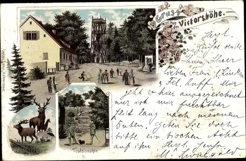 Litho Gernrode Quedlinburg im Harz, Viktorshöhe, Teufelsmühle