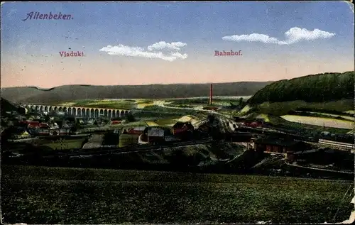 Ak Altenbeken Kreis Paderborn, Viadukt, Bahnhof, Panorama von der Ortschaft