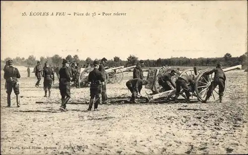 Ak Französische Soldaten mit Geschützen