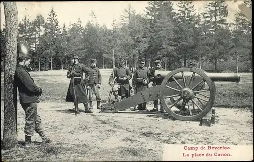 Ak Beverloo Beverlo Beringen Flandern Limburg, Soldaten mit Kanone