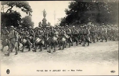 Ak Militärparade 14. Juli 1917, Französische Soldaten