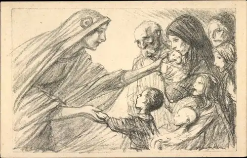 Künstler Ak Steinlen, Frau mit Kindern, Journee Francaise du Secours National, Marianne