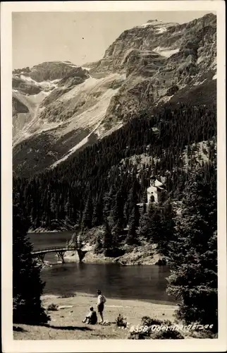 Ak Obernberg am Brenner in Tirol, Obernberger See, Brücke, Gebirge