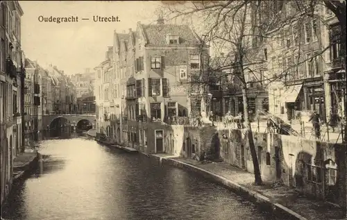 Ak Utrecht Niederlande, Oudegracht