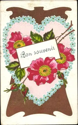 Präge Ak Souvenir, Blumen, Vergissmeinnicht, Kitsch