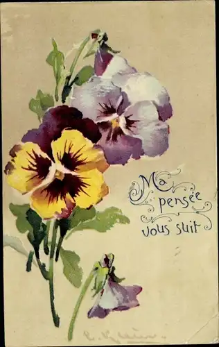 Künstler Ak Klein, Catharina, Stiefmütterchen