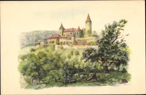 Künstler Ak Křivoklát Pürglitz Mittelböhmen, Burg Křivoklát, Hrad Křivoklát