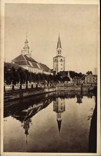 Ak Mitau Lettland, Rathaus und Trinitatiskirche