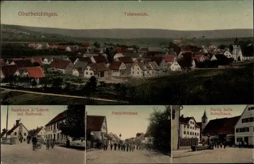 Ak Oberboihingen in Württemberg, Panorama, Gasthaus zum Lamm, Rathaus, Hauptstraße, Schule