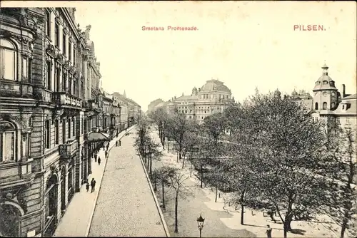 Ak Plzeň Pilsen Stadt, Smetana-Promenade