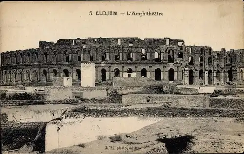 Ak Eldjem Tunesien, The Amphitheater, Blick auf das Amphitheater, Ruin