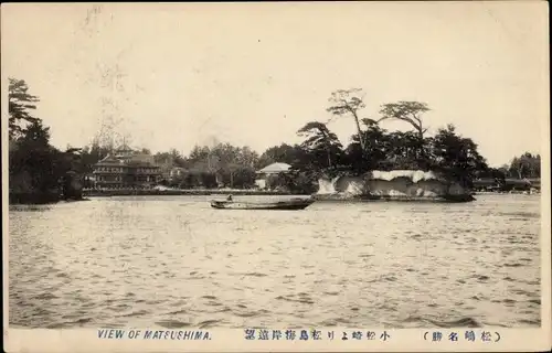 Ak Matsushima Präf. Miyagi Japan, Wasseransicht, Insel, Gebäude