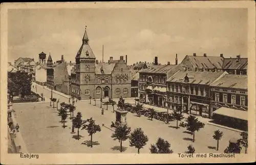 Ak Esbjerg Dänemark, Torvet med Raadhuset