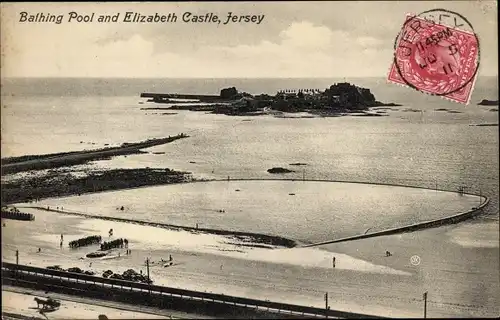 Ak Saint Helier Channel Island Jersey, Elizabeth Castle, Badebecken