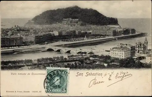 Ak Donostia San Sebastián Baskenland, Blick von Concorrnea aus