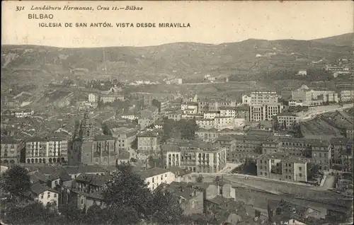 Ak Bilbao Baskenland, Kirche San Antón, Blick von Miravilla