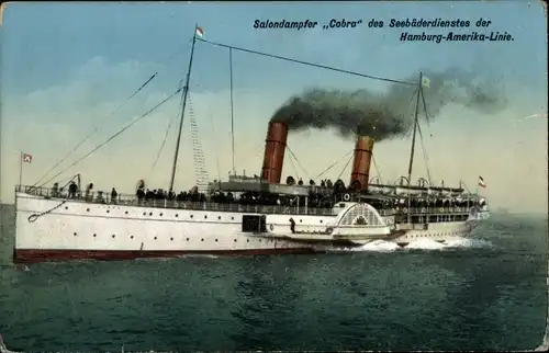 Ak Salondampfer Cobra, HAPAG Seebäderdienst