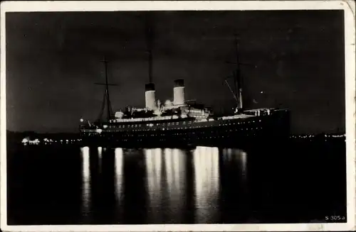 Ak Doppelschrauben Motorschiff MS Monte Sarmiento, HSDG, Nachtbeleuchtung