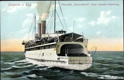 Ak Sassnitz Rügen, Fährschiff Deutschland, Linie Sassnitz Trelleborg