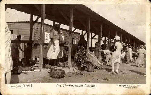 Ak Curaçao Niederländische Antillen Karibik, Gemüsemarkt