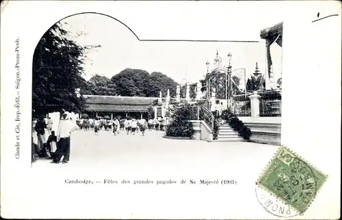 Passepartout Ak Kambodscha, Fetes des grandes pagodes de Sa Majeste en 1903