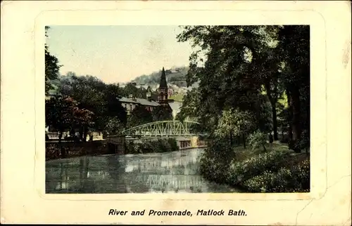 Passepartout Ak Matlock Bath Derbyshire England, Fluss, Promenade