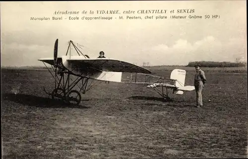 Ak Chantilly Oise, Aerodrome de la Vidamee, Monoplan Borel, Ecole d'apprentissage, M. Pecters