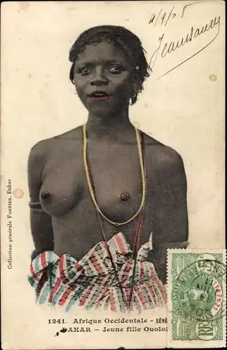 Ak Dakar Senegal, Afrigue Occidentale, Jeune fille, barbusige Frau