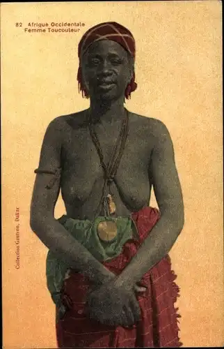 Ak Afrique Occidentale, Femme Toucouleur, barbusige Afrikanerin