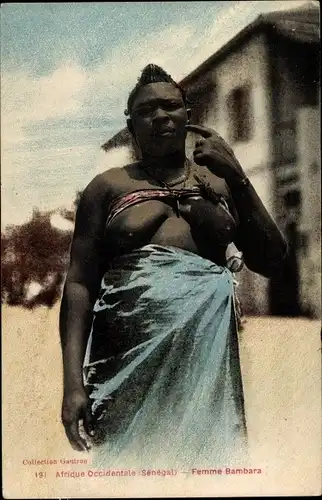 Ak Senegal, Afrique Occidentale, Femme Bambara, barbusige Afrikanerin