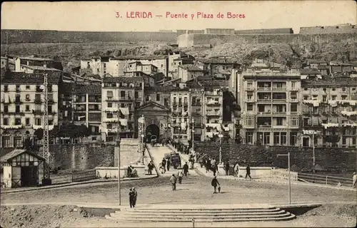 Ak Les Lleida Val d’Aran Valle de Aran Katalonien, Puente y Plaza de Bores