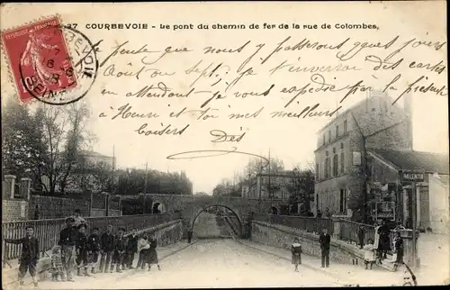 Ak Courbevoie Hauts de Seine, Pont du Chemin de Fer de la Rue de Colombes
