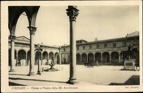 Ak Firenze Florenz Toscana, Chiesa e Piazza della SS Annunziata