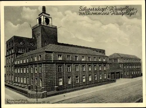 Ak Berlin Tempelhof, Schwarzkopf-Werk, Alboinstraße 36-42, Haarpflege