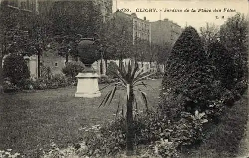 Ak Clichy Hauts de Seine, Jardins de la Place des Fêtes