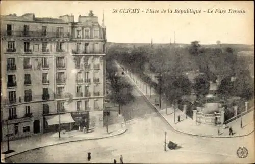 Ak Clichy Hauts de Seine, Place de la République d'en haut, Le Parc Denain