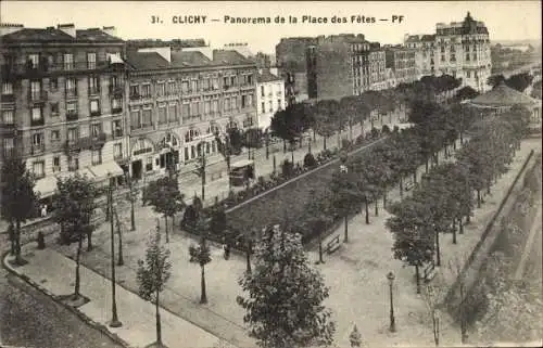 Ak Clichy Hauts de Seine, Panorama de la Place des Fêtes