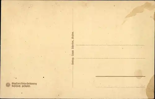 Steindruck Ak Mayen in der Eifel, schiefer Kirchturm